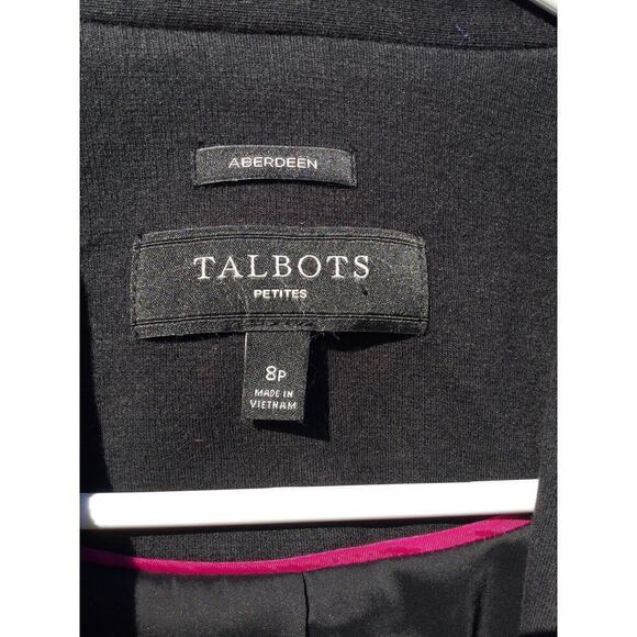 Talbots Womens Aberdeen Blazer Size 8P 8 Petites Black Classic Corporate Knit - Picture 2 of 9